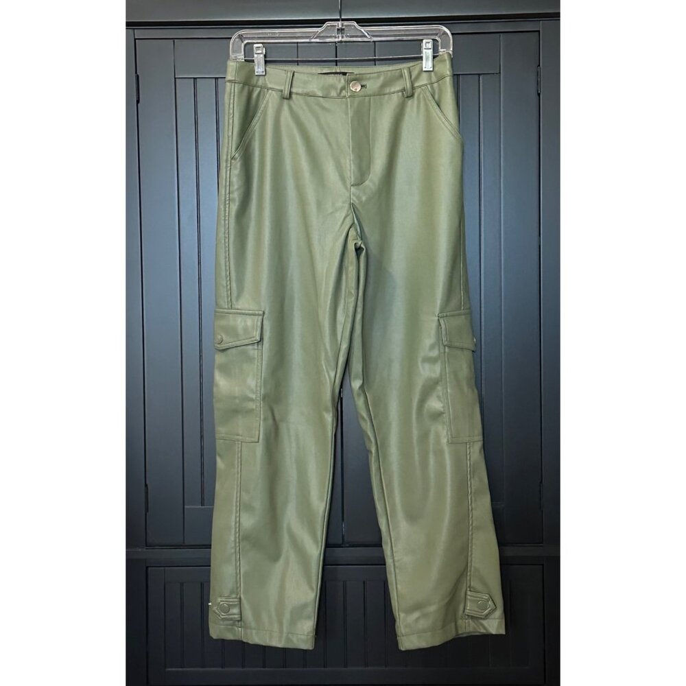Forever 21â Cargo Pants Womens Size M Green Faux Leather Utility Straight Leg